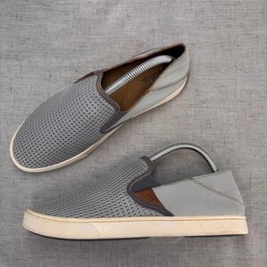 Olukai Pehuea Sneaker Grey Blue Mesh Slip‎ On Loafer Boat Shoe Women’s Size 10